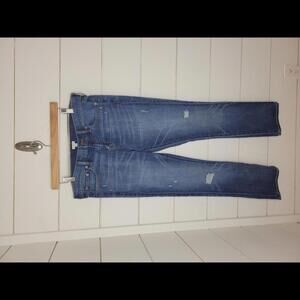 J Crew 29 blue distressed straight leg denim jeans